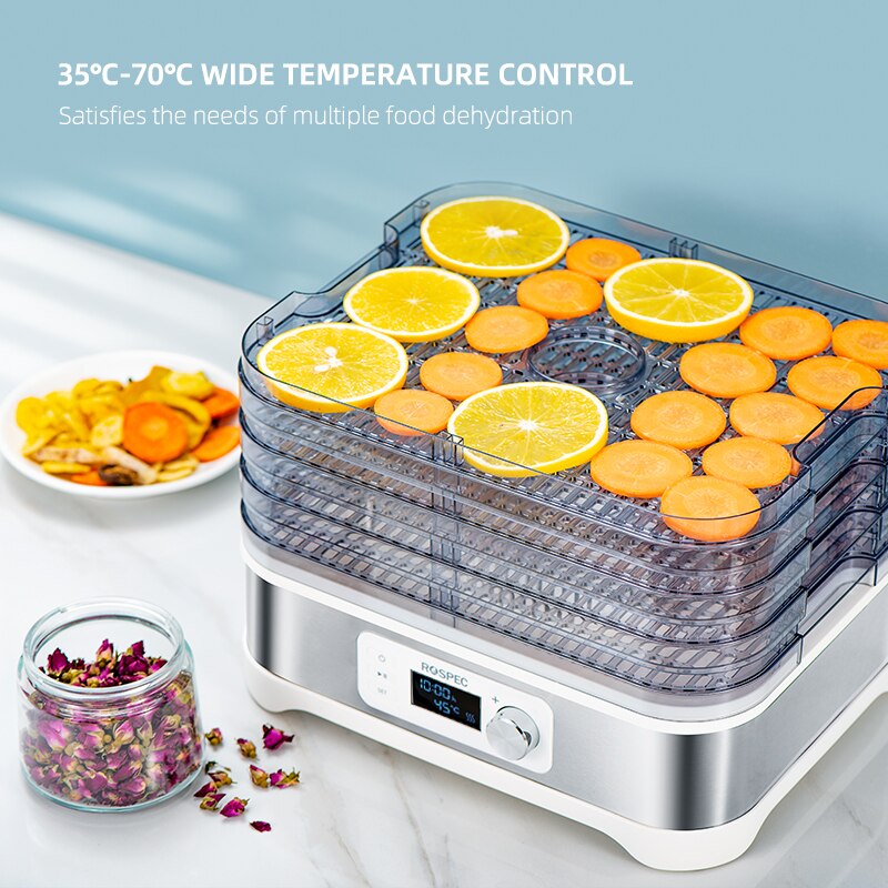 ROSPEC-deshidratador de alimentos sin BPA, bandeja de malla de 3 capas, Material de grado alimenticio para carne y fruta, tamaño 31,8 CM x 21,5 CM x 32CM