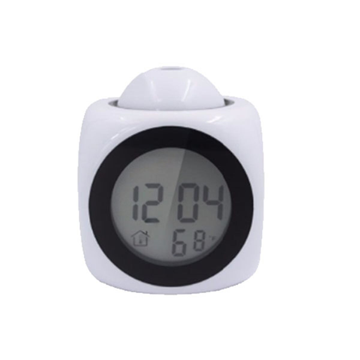 XNCH LCD Projection LED Display Time Digital Alarm Clock Talking Voice Prompt Thermometer Snooze Function Desk: White