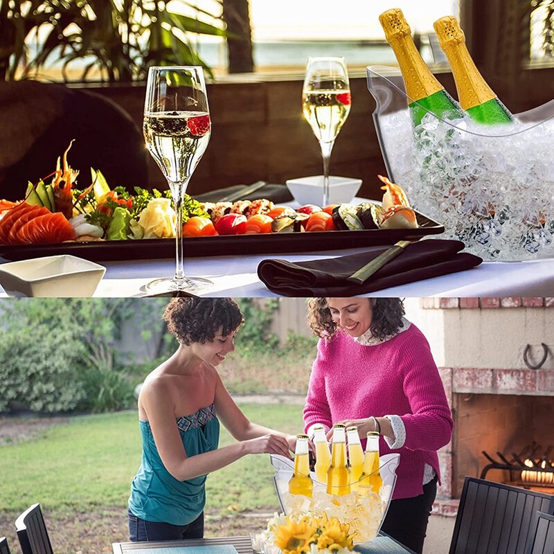 Ice Bucket Wine Bucket Clear Plastic Bucket Perfect For Wine Champagne Or Beer Bottles