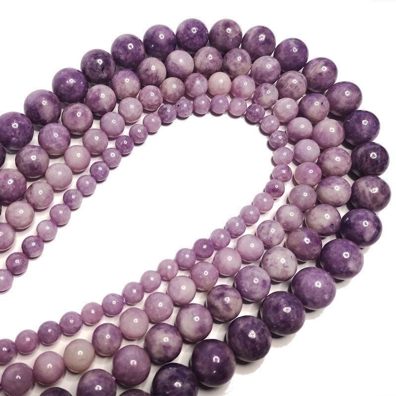 Fijne Aaa 100% Natuurlijke Licht Paars Mexico Phosphosiderite Ronde Stenen Kralen Voor Sieraden Maken Diy Armband Ketting 6/8/10Mm