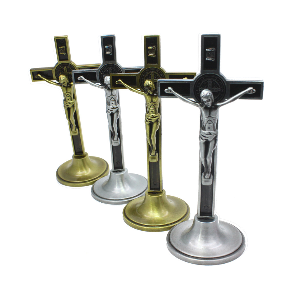 Metalen Kruis Christus Lijden Standbeeld Katholieke Jezus Kerk Icoon Voor Office Home Religieuze Decoratie Te Dragen PM0168-PM0169