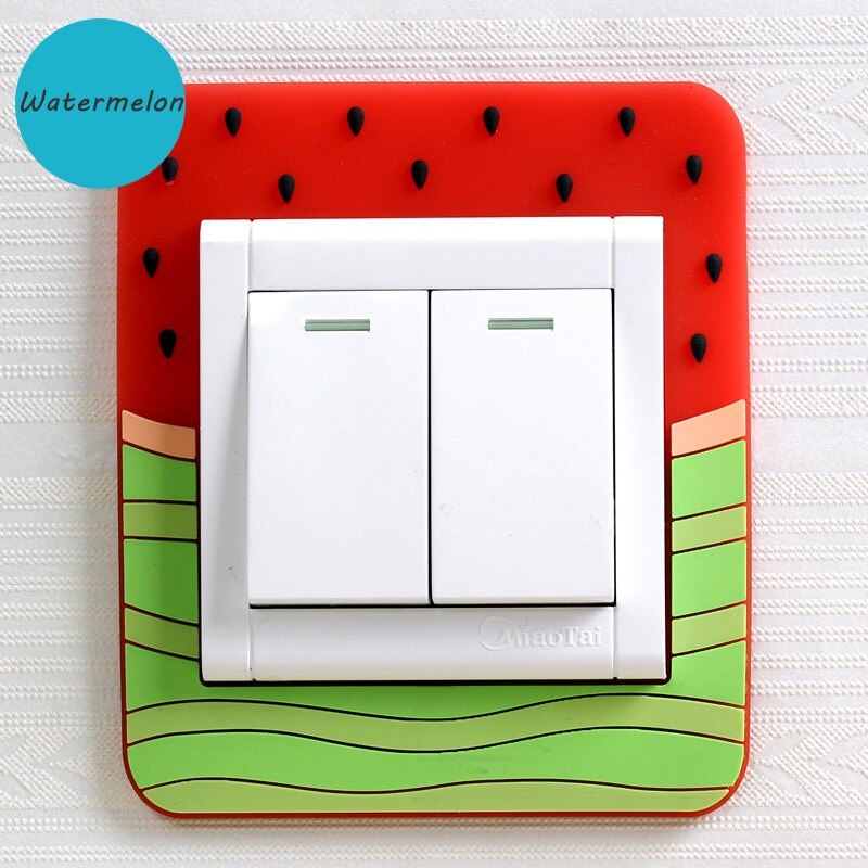 3D Silicone On-off Switch Sticker Luminous Switch Wall Stickers Cute Cartoon Children Bedroom Fluorescent Switch Home Decoration: Watermelon