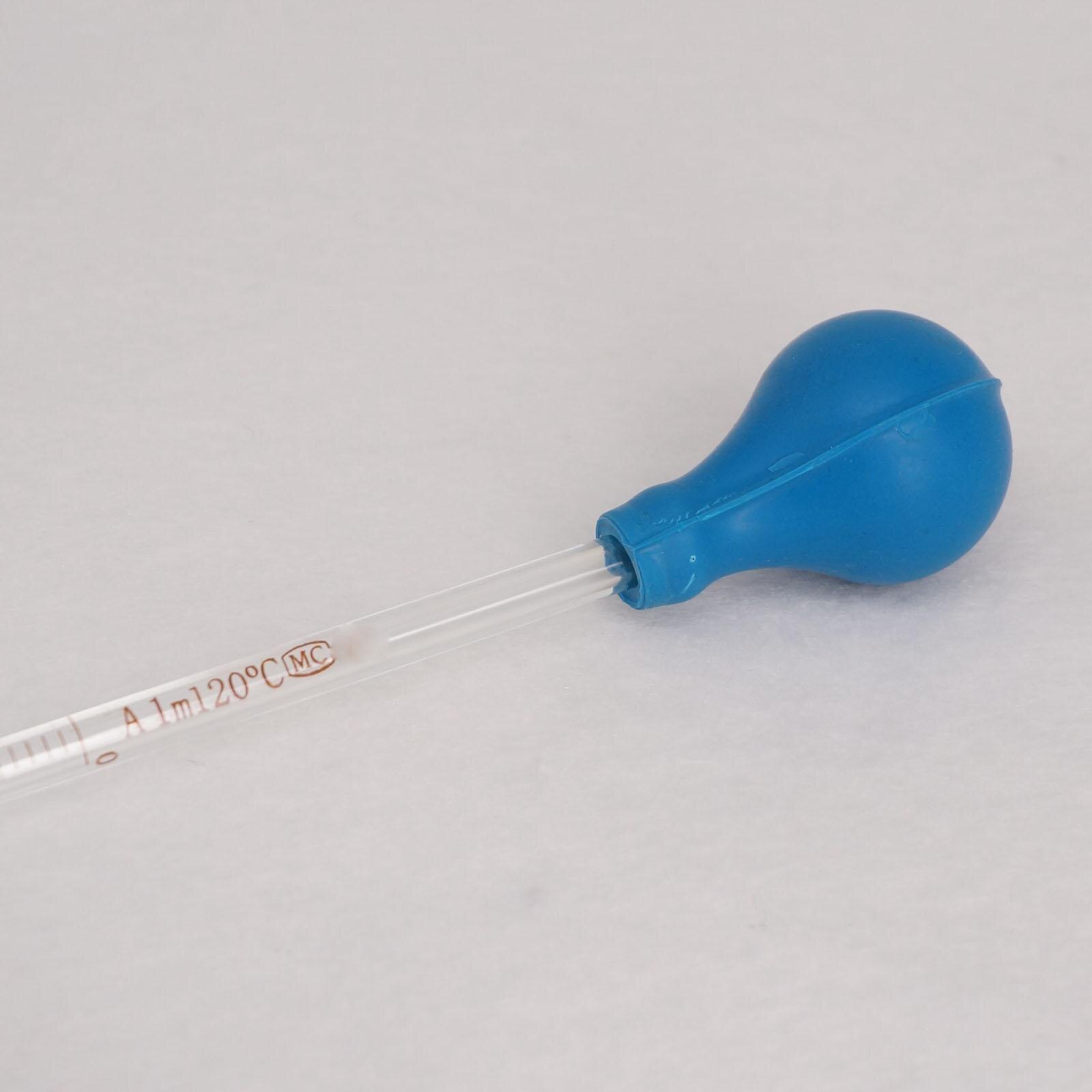 Pipeta graduada de vidrio, 1ml, con bombilla de goma, dosificación cuentagotas de química de laboratorio