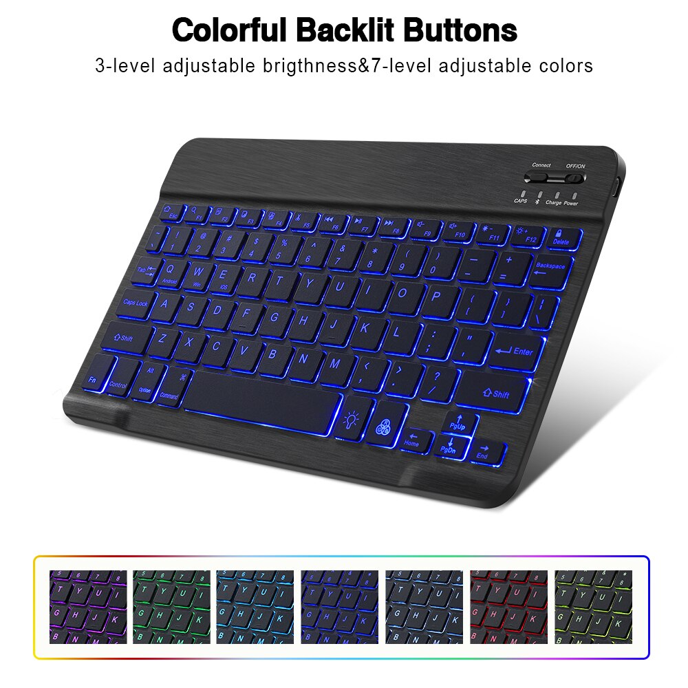 LED Bluetooth Keyboard Wireless RGB Keyboard And Mouse Spanish Mini Backlight Russian keyboard For Phone Tablet ipad pro 11