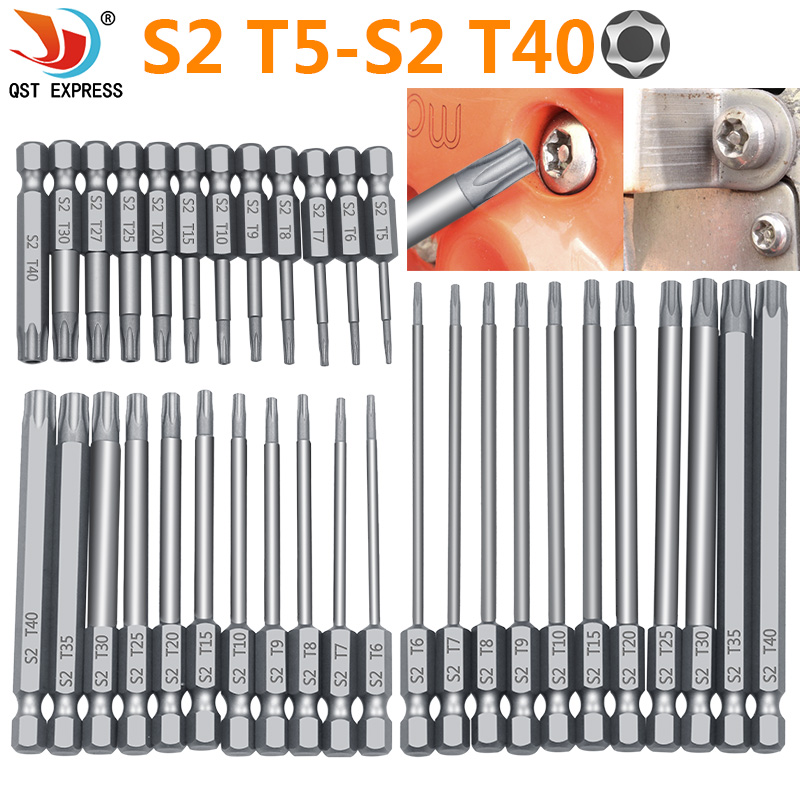 11/12 Stuks Holle Pruimenbloesem Schroevendraaier Hoofd 50 Mm 75 Mm 100 Mm Lange S2 Zeshoekige Handvat Schroevendraaier bit Elektrisch Gereedschap Boor Set