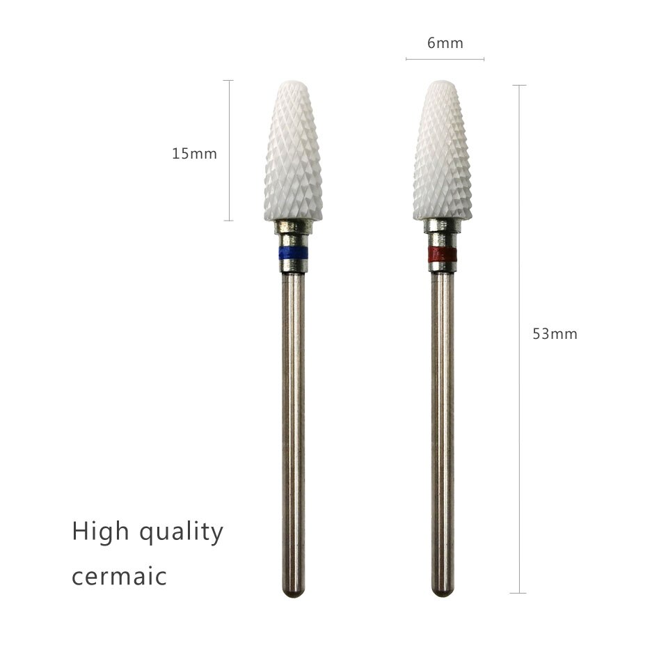 Brocas para uñas de cerámica blanca con llama de HYTOOS brocas para manicura de rebabas de cerámica rotativas de 3/32 "para taladrar uñas herramientas eléctricas