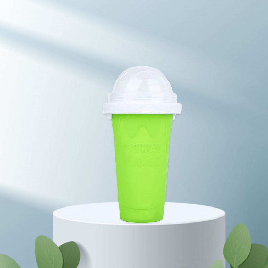 Portable Quick Frozen Smoothies Cup Dubbele Laag Drankjes Koeling Cup Squeeze Cup Voor Zomer Sap Milkshake: Green