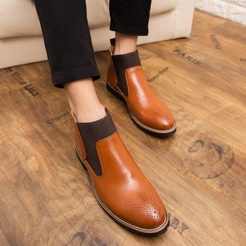 Classic Men Boots Italy Handmade Men's Chelsea Boots Leather Autumn Ankle Boots Wedding Party Male Dress Shoes