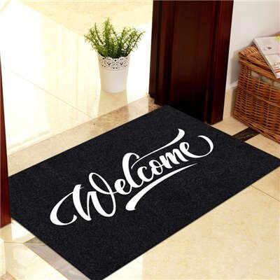 Hem dekorativ ytterdörr matta entré dörrmatta 40 x 60cm polyester svart brun tpr gummi halkfri golvmatta matta välkomstmattor: Tryck välkommen svart
