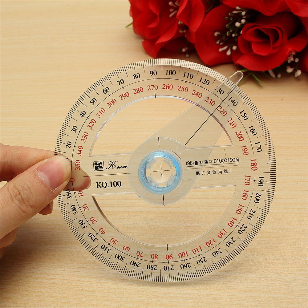 360 Degree Plastic Pointer Protractor Ruler Angle Finder Swing Arm