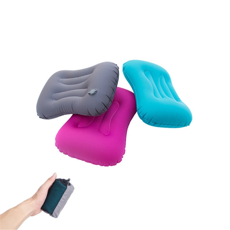 Inflatable 45x33cm Portable Pillow Polyester & TPU Air Filler Foldable Camp Travel Office Cervical Neck Pillow Home Textile