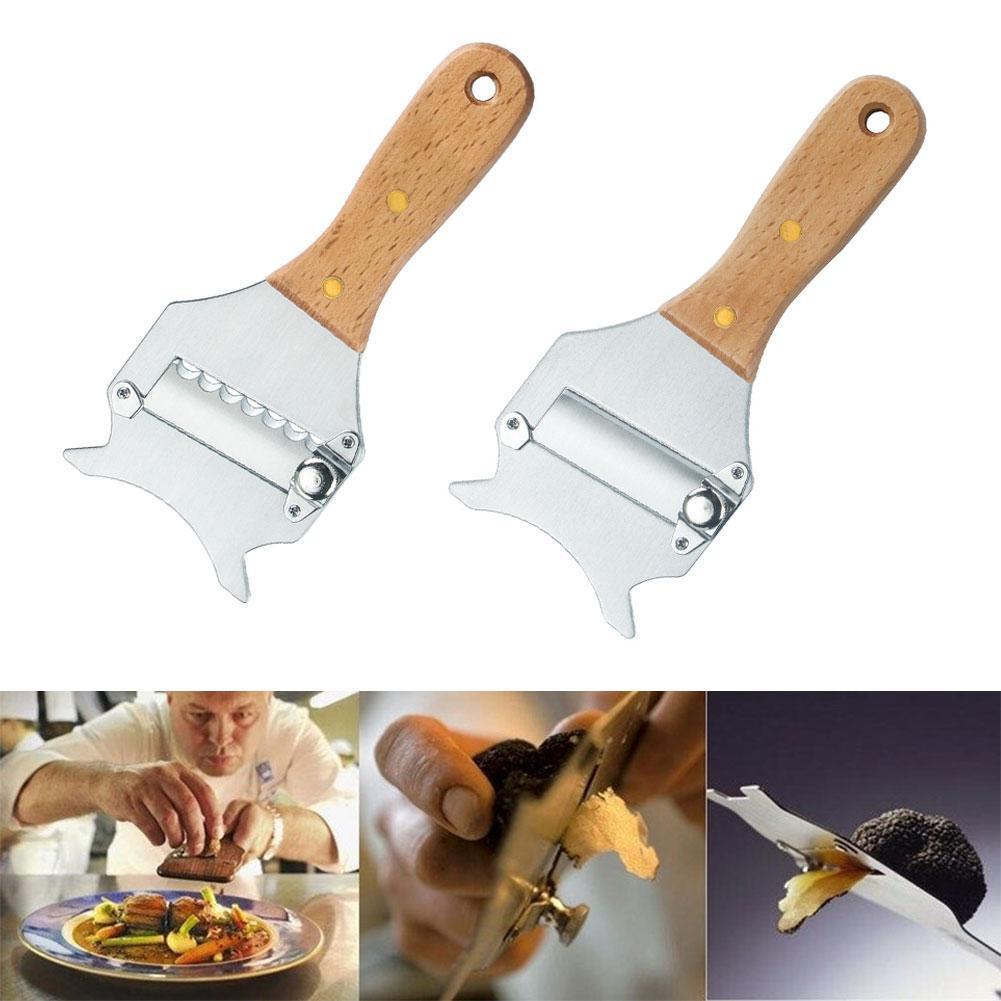 Coupe-truffe avec manche en bois et acier, couteau ondulé, gadget lame de cuisine en bois de rose D8K2