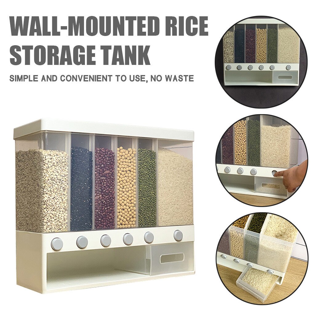 Automatic Plastic Cereal Dispenser Storage Box Food Tank Rice Container Organizer Grain Kitchen Food Storage Tool Storage Cans
