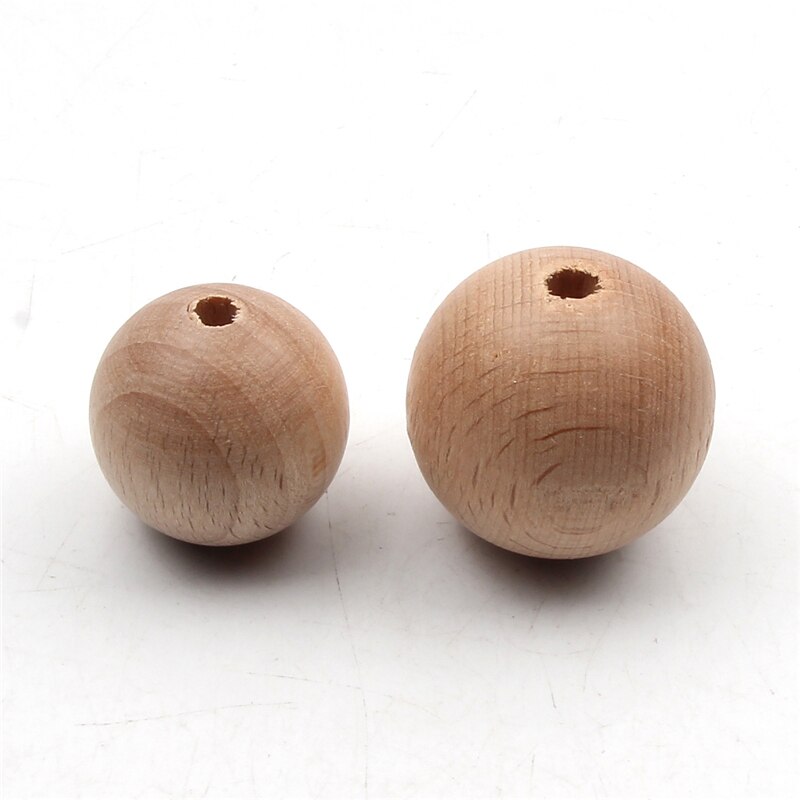 8-30mm Natural Beech Teething Round Wood Ball Spacer Loose Wooden Beads For Diy Necklace Bracelet Jewelry Making