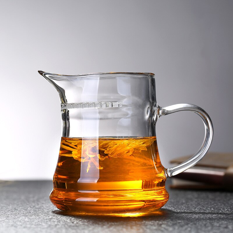 Tetera de cristal resistente al calor con infusor para té, taza de té de cristal de 300ML, separador de filtro para la boca con punta de leche H1238