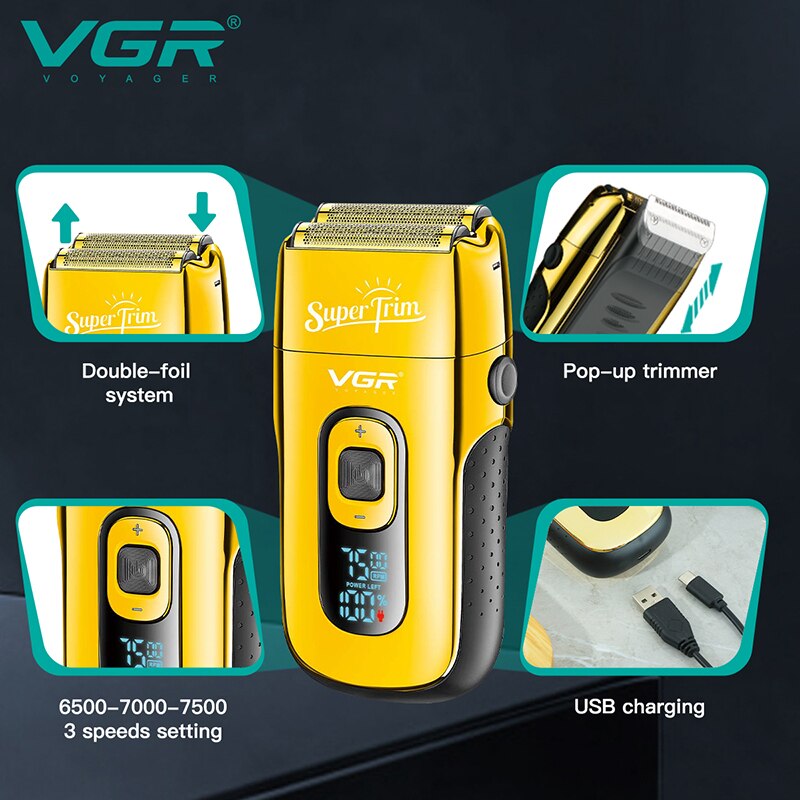Professionele Kapper Scheerapparaat Baard Trimmer Shaper 3-Speed Elektrische Scheerapparaat Bald Head Scheren Machine Baard Scheerapparaat Voor Mannen