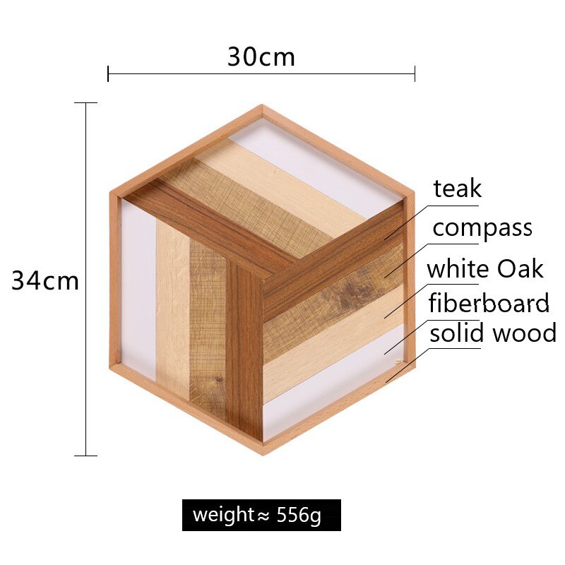Nordic Stijl Zeshoekige Houten Opbergvak Lade Eenvoudige Geometrische Lade Bakken Houten Lade Salade Borden Servies Keuken Tool