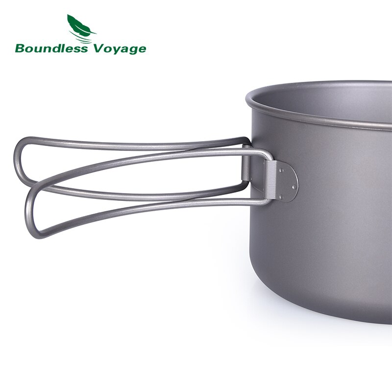 Grenzeloze Voyage 800Ml Titanium Pot Ultralight Camping Cup Kom Met Vouwen Handvat Outdoor Kookgerei 1 Man Solo Koken Kit