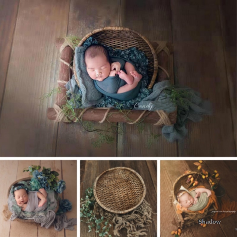Nyfödda fotografering rekvisita retro baby korg infantil fotografering tillbehör baby posing rekvisita rekvisita naturliga rekvisita