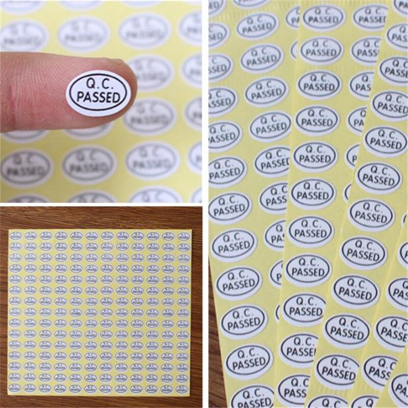 15 Sheets QC PASSED Label QC PASS Inspection Self-adhesive Trademark Pass Sticker Product Inspection Qualified: 9x13mm White 2700pc