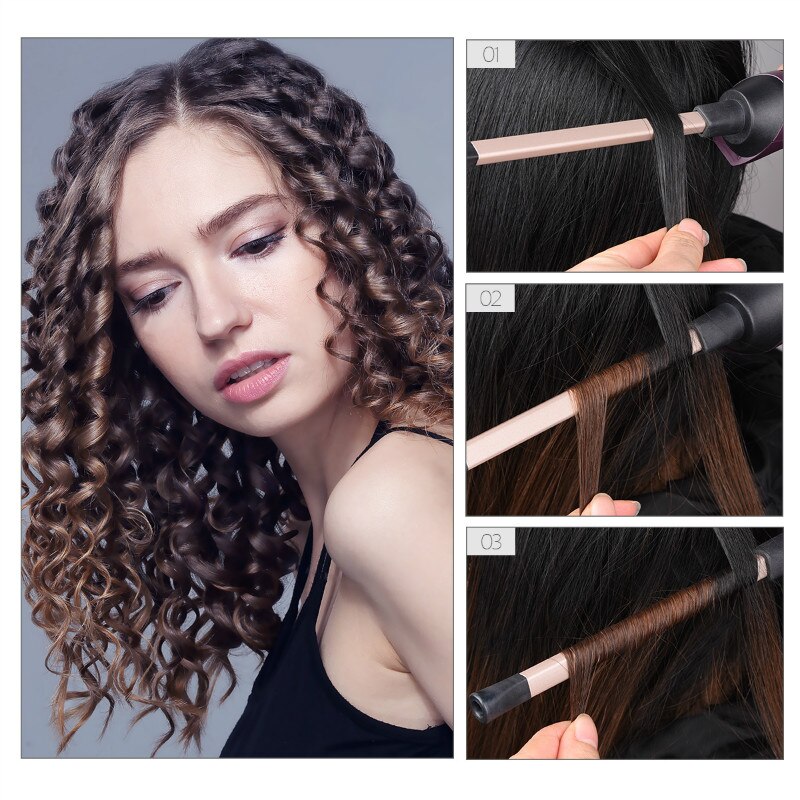 Plancha rizadora de cerámica, herramienta de estilismo para el cabello, rizador de cabello, varita rizadora eléctrica, rizador de cabello, pinzas pequeñas y delgadas