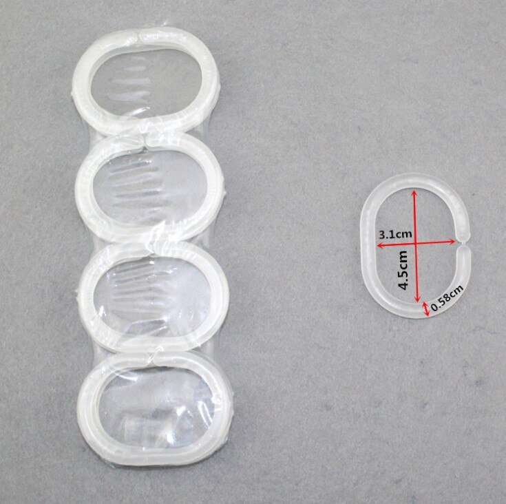 Vit transparent plast c form bad draperi dusch ring ögla böjbar badrum gardin krokar moderna: A1