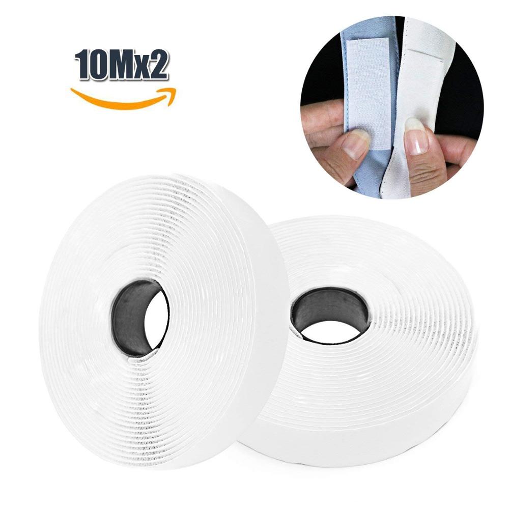 10M*2 Hook and Loop Fastener Tape,Self Adhesive Sticky velcros Tape, Heavy Duty Hook Loop Tape Reusable Double Sided Sticky Tape: White 10Mx30mm