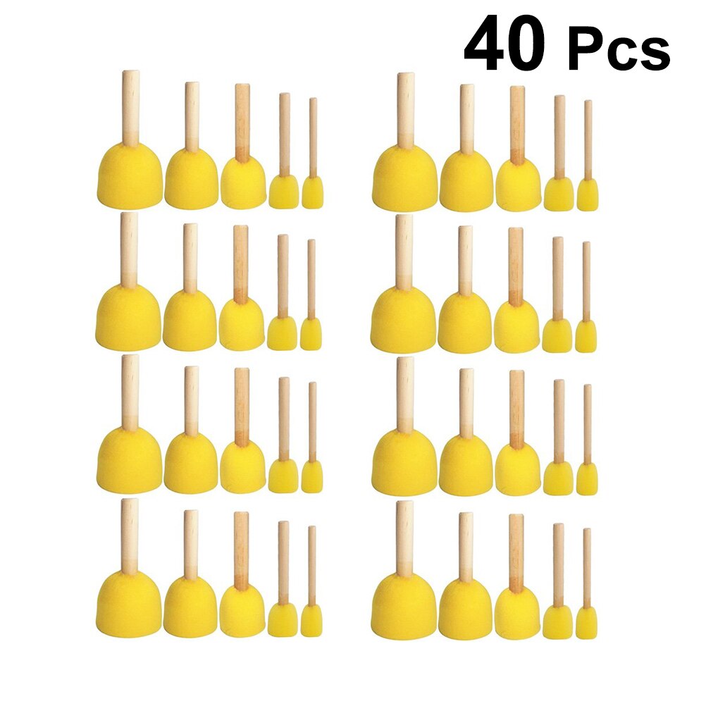 Pincel de esponja para pintar para niños pequeños, herramientas de pintura para manualidades, 5 piezas: Yellow40pcs