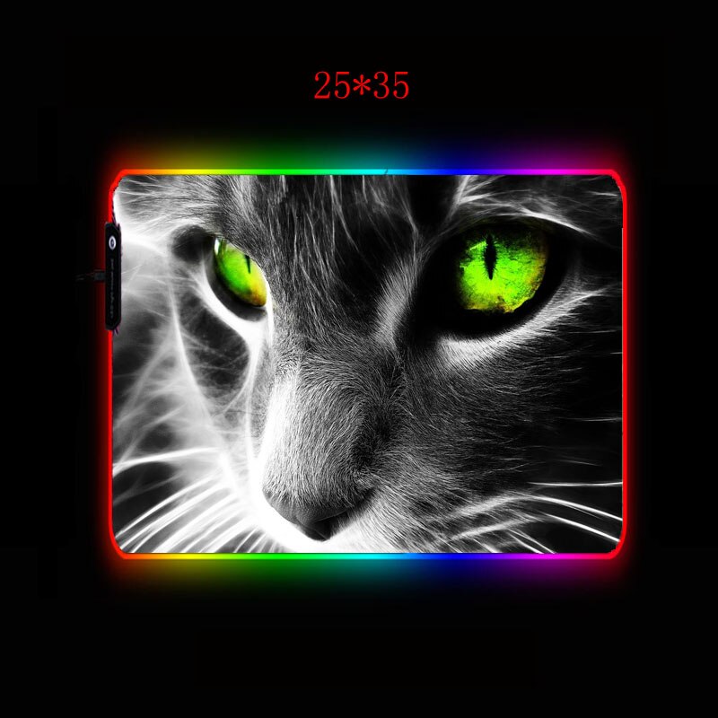 XGZ Animal Cat Gaming RGB Large Mouse Pad Gamer Computer Mousepad RGB Backlit Mause Pad XXL for Desk Keyboard LED Mice Mat: 25X35CM / Thickness 4MM