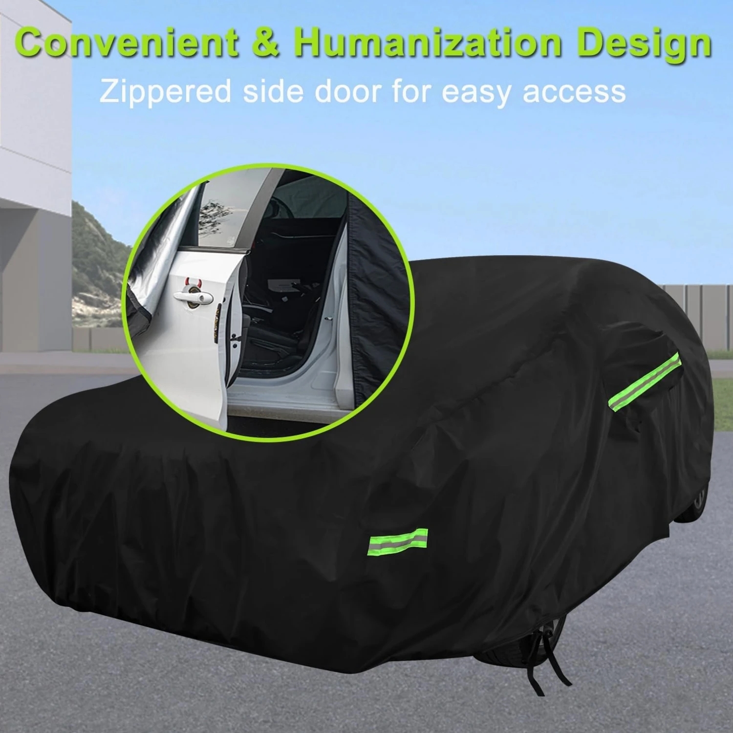 Universele Autohoes Voor Stofdichte Waterdichte Hoezen Voor Alle Weersomstandigheden Voor Auto 'S Buiten Volledig Exterieur Sedan Hoezen Zwart