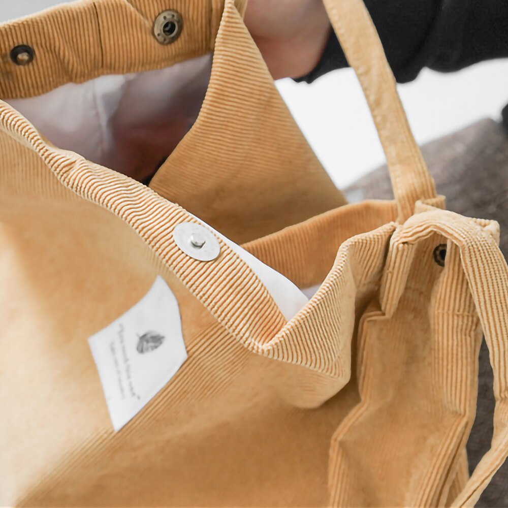 Bolso de pana para mujer, bolsa de compras de tela de lona, bolsa de lona ecológica, bolso de hombro de algodón de gran capacidad, bolsa de compra reutilizable