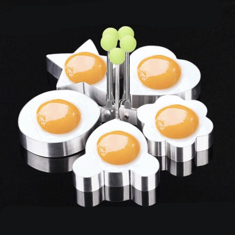 Herramientas de acero inoxidable para huevos fritos, molde de 5 estilos para tortitas, anillo de cocina, decoración creativa, accesorios de cocina