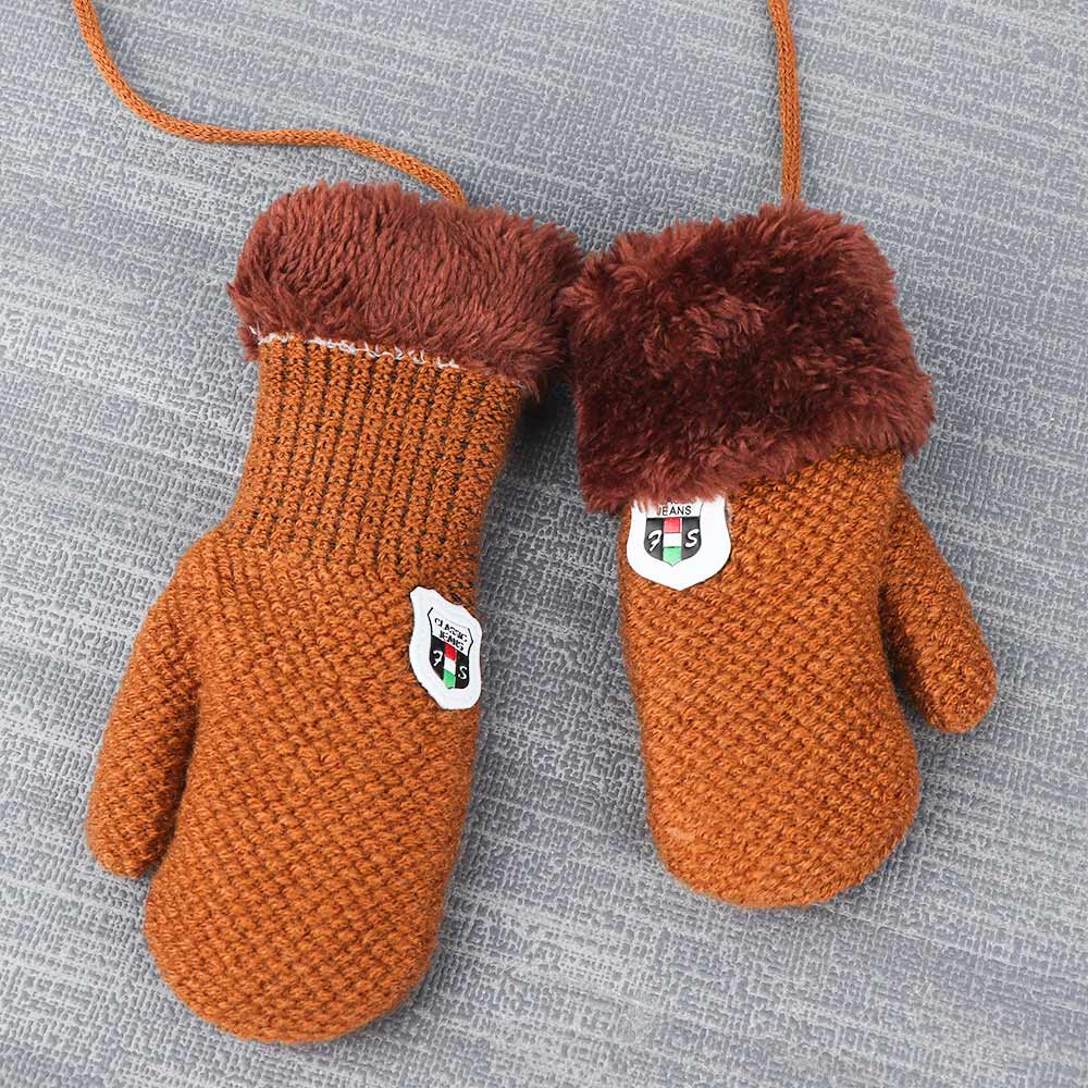 Winter Baby Knitted Gloves Full Finger Kids Mittens Warm Rope Gloves Children Knitting Solid Mittens Unisex for Toddler Kids