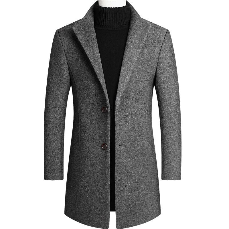 Bolubao märke herr ullblandningar kappor herr enfärgade ullblandningar kappa vinter slim fit ulljacka herrkläder: Grå / 4xl