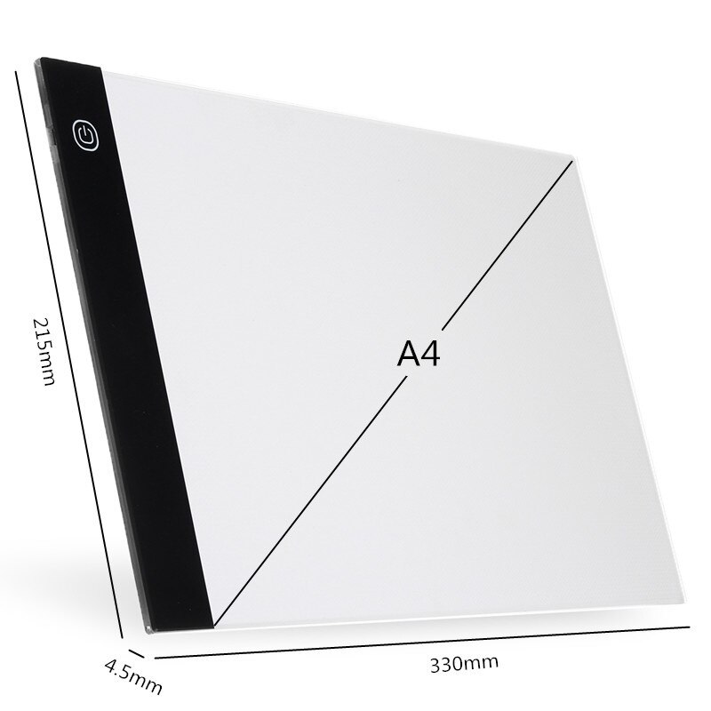 LED Drawing Tablet - A4 Size - USB Interface - 1920x1080 Resolution - Digital Graphics Pad: Black