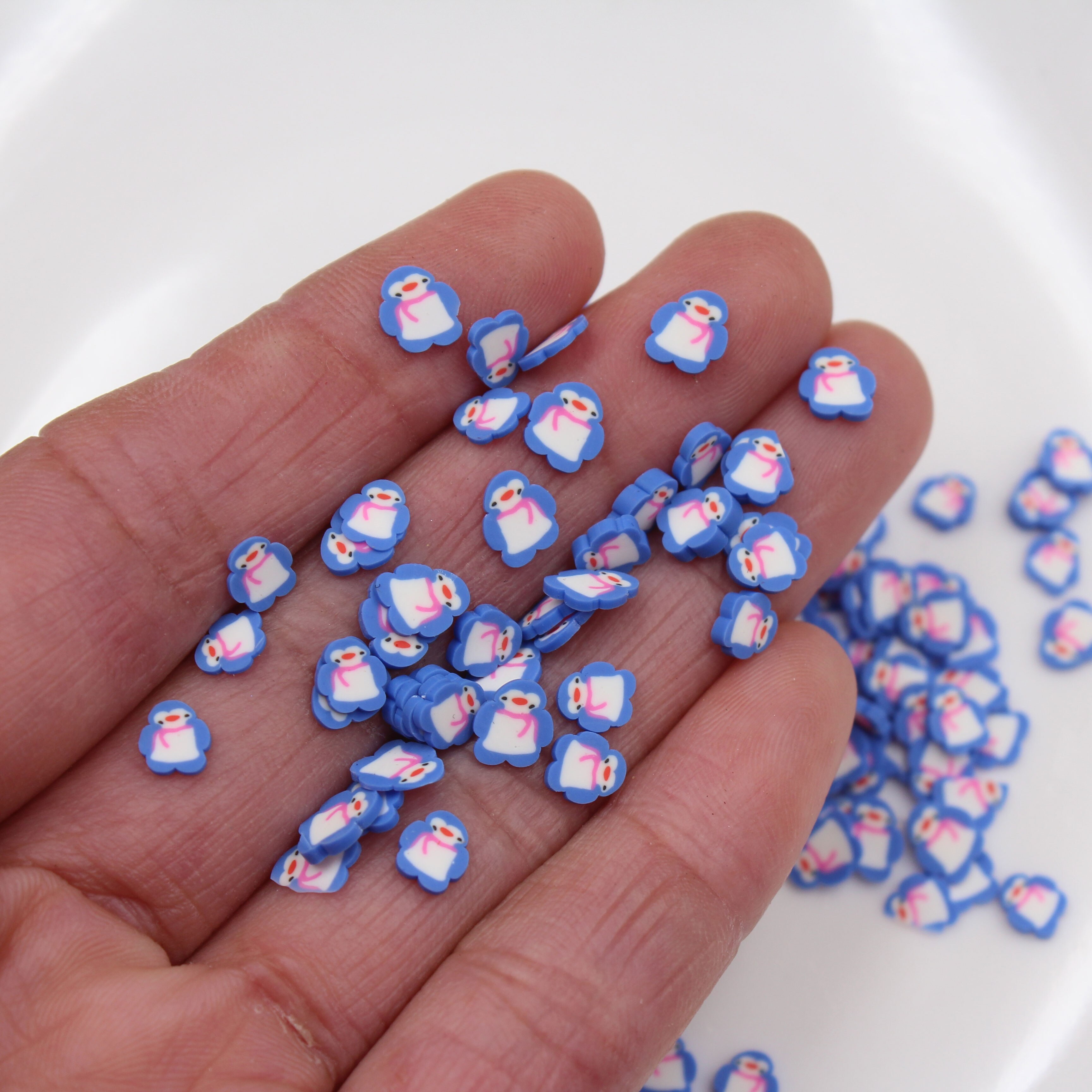 100g/Lot Polymer Clay Blue Penguin Slices Animal Sprinkles Soft Pottery for Toy Arts Decoration DIY Crafts Filler Accessories