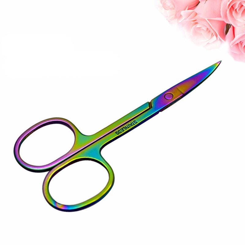 Tijeras de maquillaje de punta afilada de acero inoxidable, pinzas de corte de pelo facial, herramienta de belleza, herramienta de maquillaje de Punta curva: B
