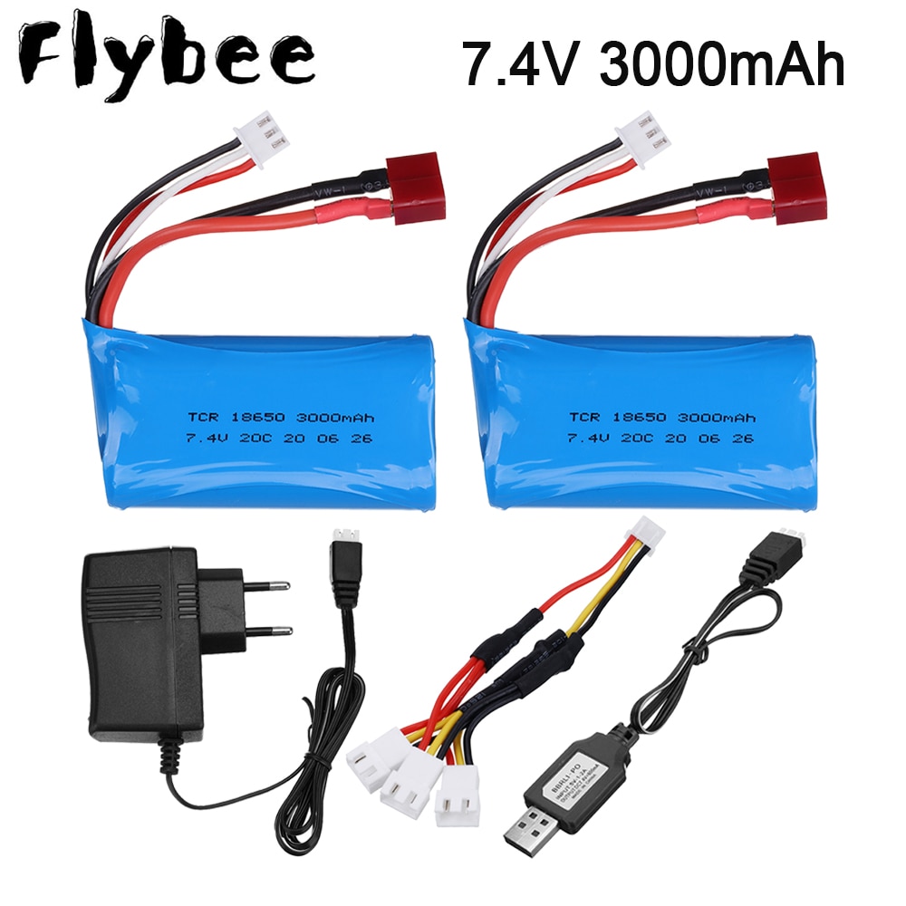 18650 7,4 V 3000MAH lipo Batterie 2s für Wltoys 12423 10428 12429 12401 12402 12402A RC Auto Ersatzteile teile ladegerät 7,4 V 20C batterien