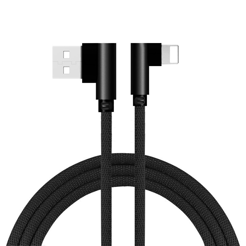 Rock 90 Graden Snel Opladen Usb Kabel Voor Iphone 12 6 6S 7 8 X Xs 11 Pro Max 5 5S Se Ipad Oorsprong Koord Draad Iphon Lader Kabel 2M: Black / 1M