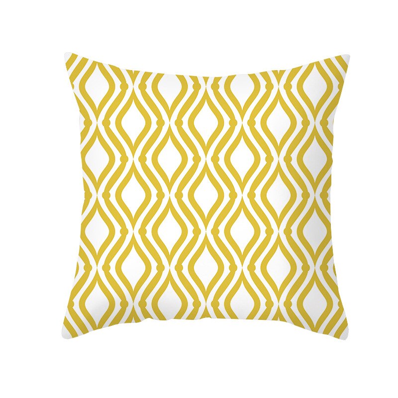 Housse de coussin carrée jaune à imprimé géométrique, taie d'oreiller de 45x45cm, de Style moderne, décorative pour la maison, avec des lettres marguerite à rayures: 15