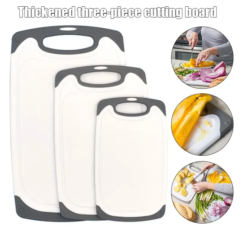 Kitchen tools PP plastic cutting board chopping board three-piece set of cut vegetables and fruits FDA meat cutting board suppli