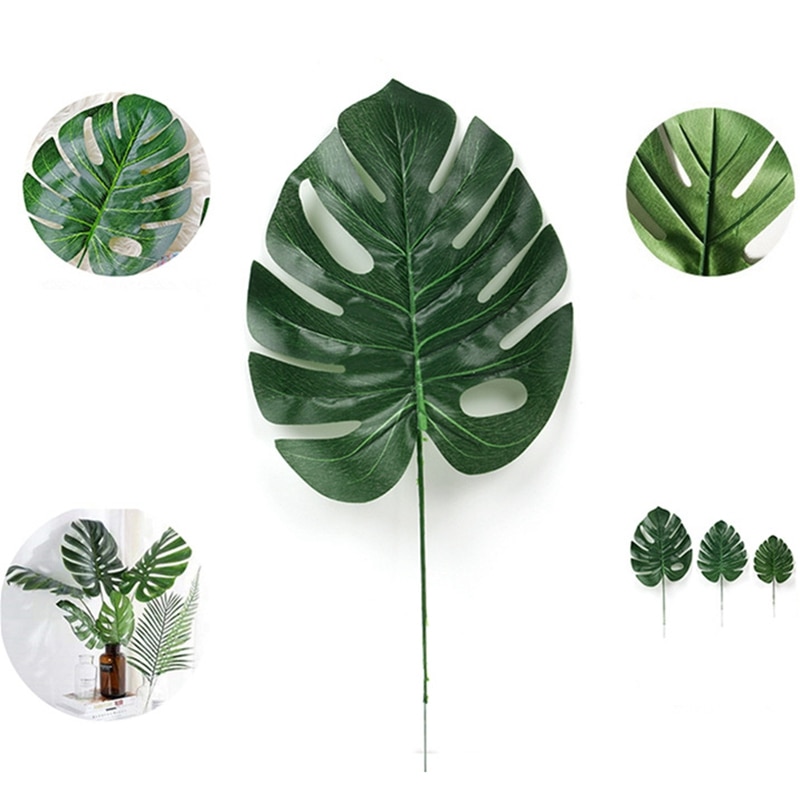 24 Pcs 2 Soorten Tropische Plant Palm Bladeren Kunstmatige Palm Bladeren Faux Bladeren Safari Bladeren Hawaiian Turtle Leaf Luau