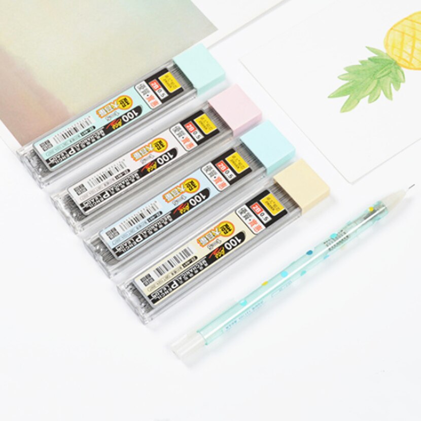 100 Stks/doos 0.5Mm/0.7Mm 2B Potlood Staaf Automatische Potlood Vulpotlood Lood Refill School Art Schets tekening Levert