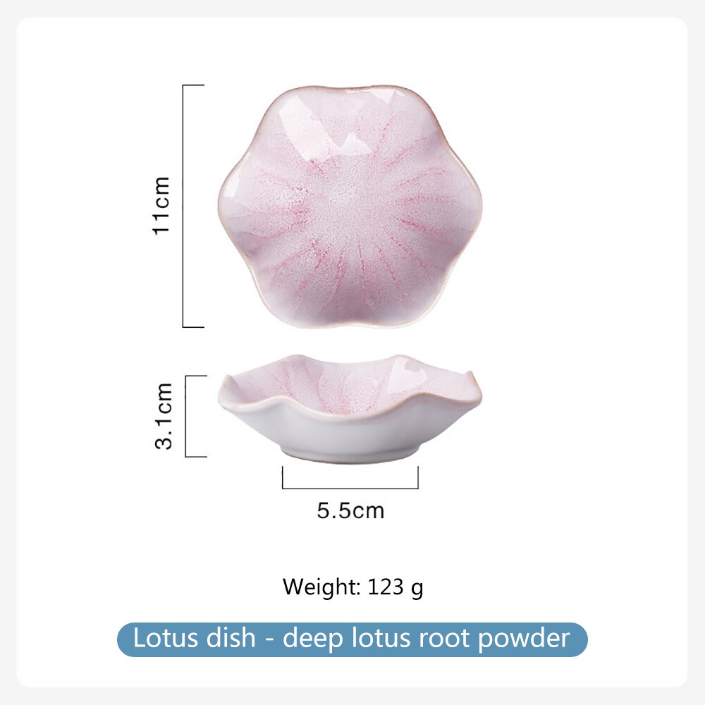 1PCS Japanese Ceramic Sushi Sauce Plate Snack Plate Lotus-Shaped Porcelain Kiln Glazed Fruit Cake Party Decoration Plates: D