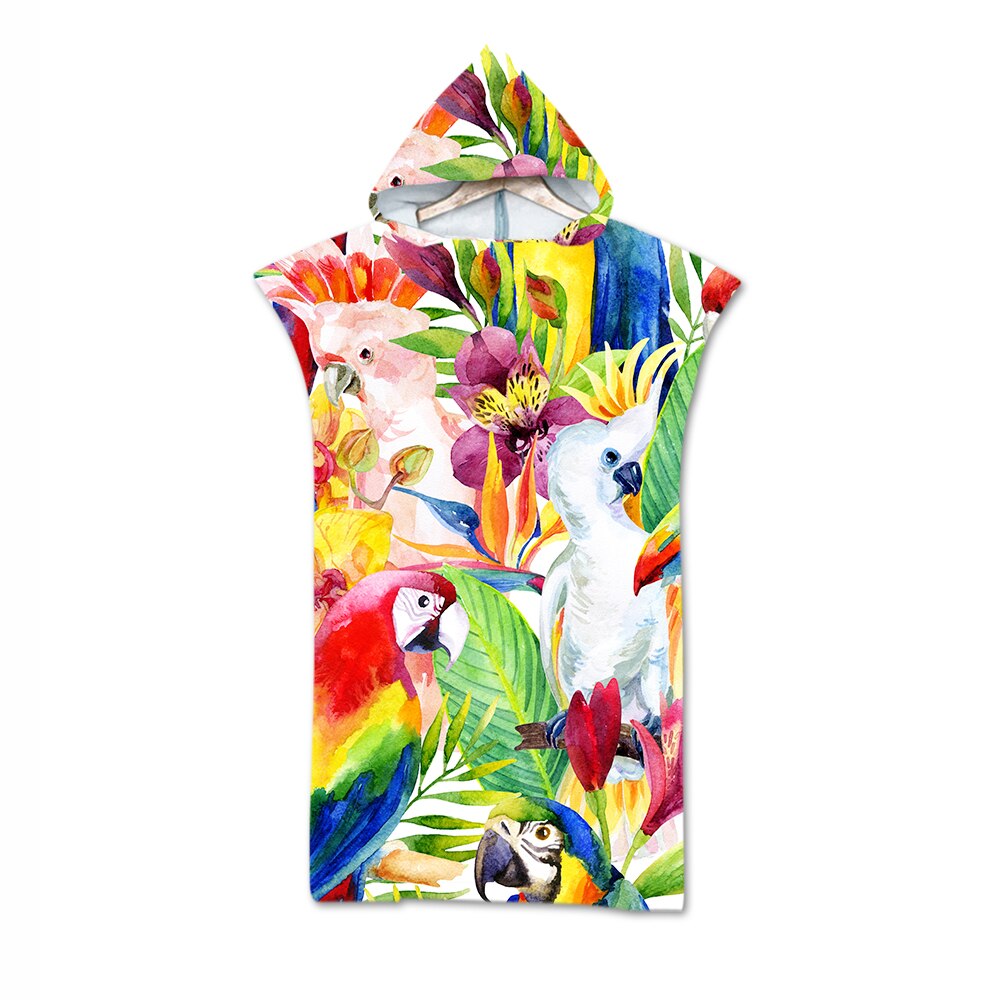 Blätter Druck Mikrofaser Strand Handtuch Kleid Mit Kapuze Kleid Poncho Schlecht Handtuch Bademantel Beachwear de plage Für Erwachsene Schwimmen Strand Surfen