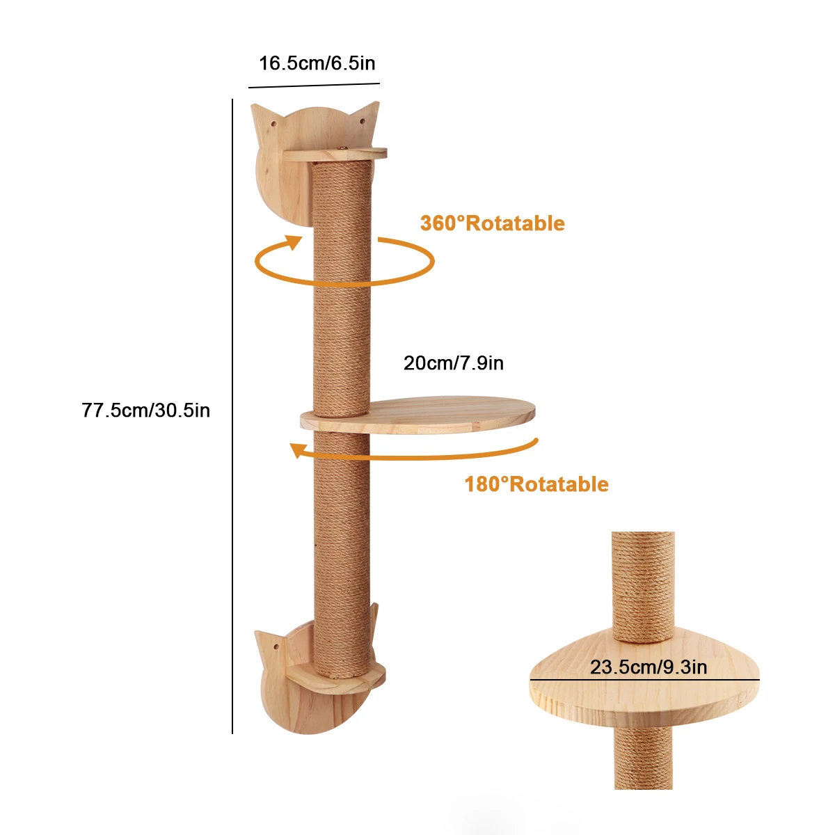 Wooden Cat Tree Tower Wall Mounted Cat Climbing Shelves Hammock Stairs House Cats Walk Playground Pet Furniture Accessories: Yellow