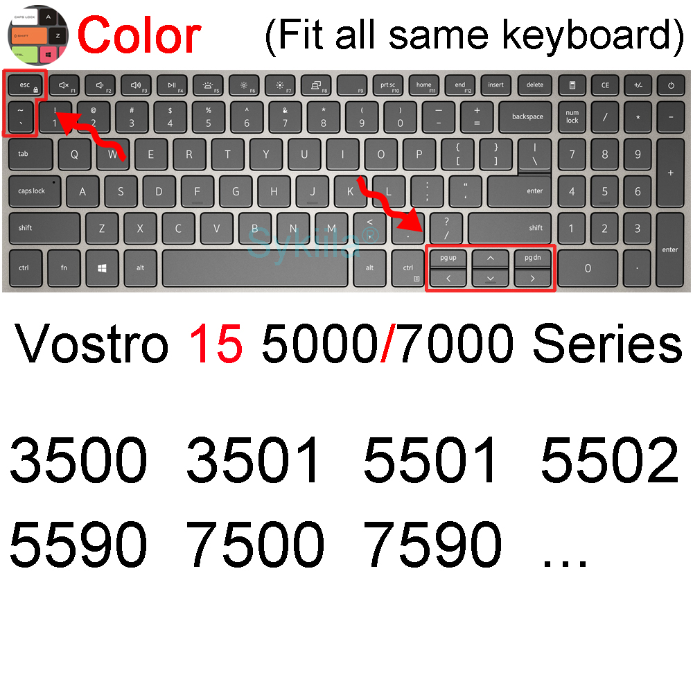 Klawiatura pokrywa dla Dell Vostro 15 5000 7000 3000 serii 5510 5515 7510 ochraniacz skóry film krzemu jasne czarny Obudowa 2021 2020: kolor 2019-2020