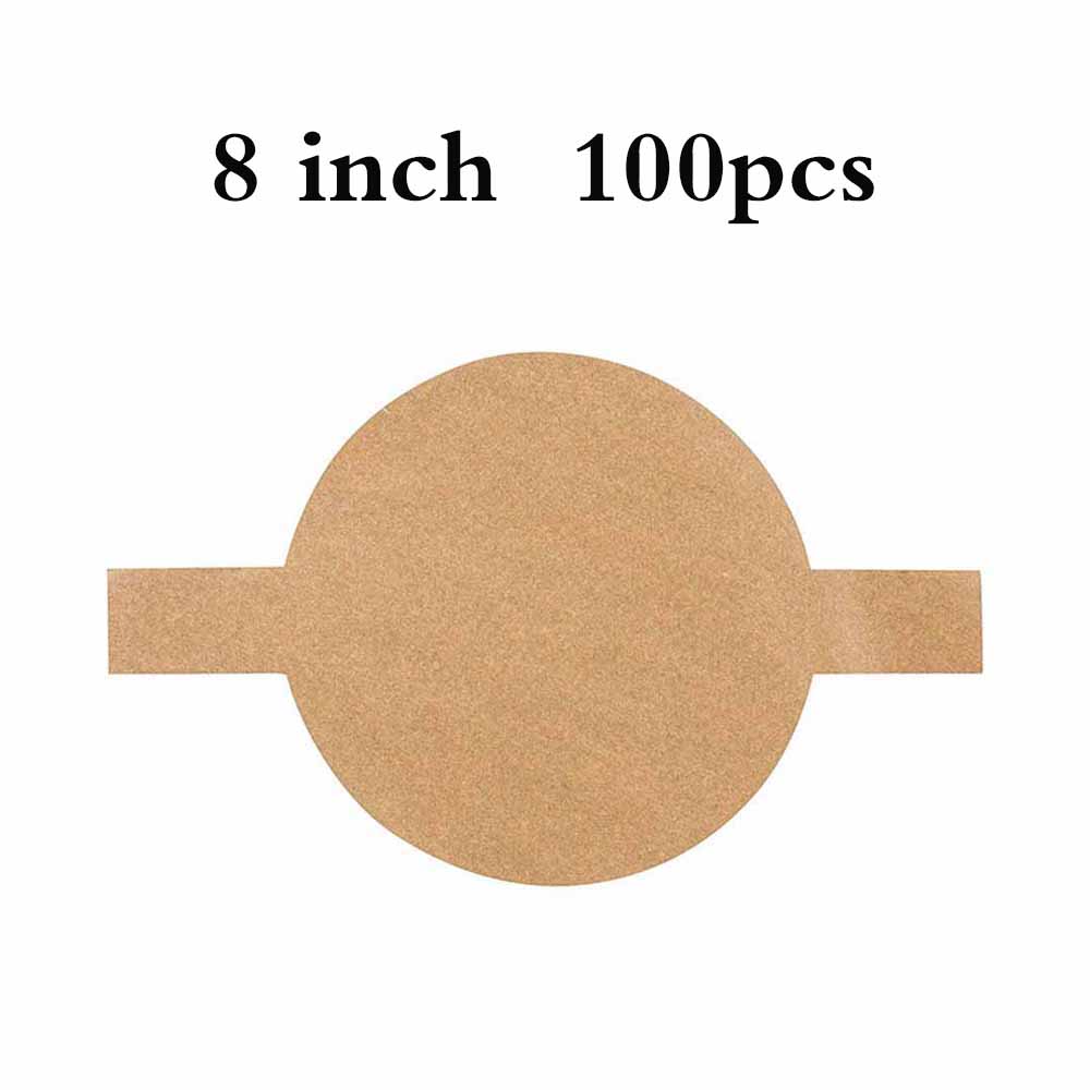 100 st bakpapper non-stick ugn bakning pergament cirklar pappersfoder passar för 6/8/9 tum runda kakformar: 8 tum