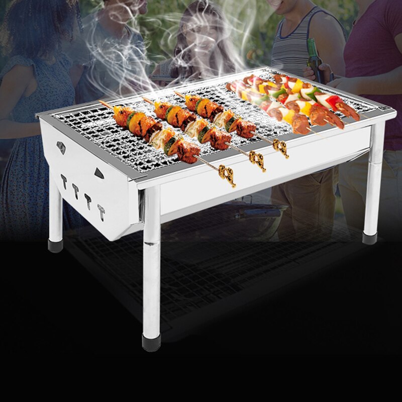 Stainless Steel BBQ Grill Portable BBQ Grill Folding Barbecue Grill Stainless Steel Charcoal BBQ Grill Outdoor Cooking Camping