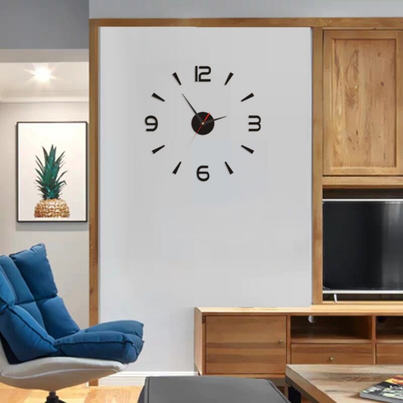 Moderne mini gør-det-selv stort vægur-klistermærke mute digital 3d -væg stort ur stue hjemmekontorindretning